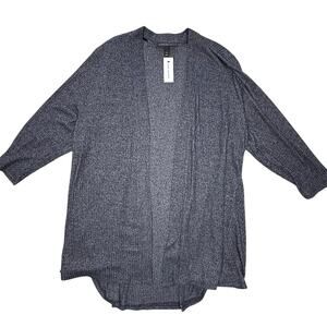 Lane Bryant Ribbed Dark Heather Gray Open Front Cardigan Size 22/24 NWT